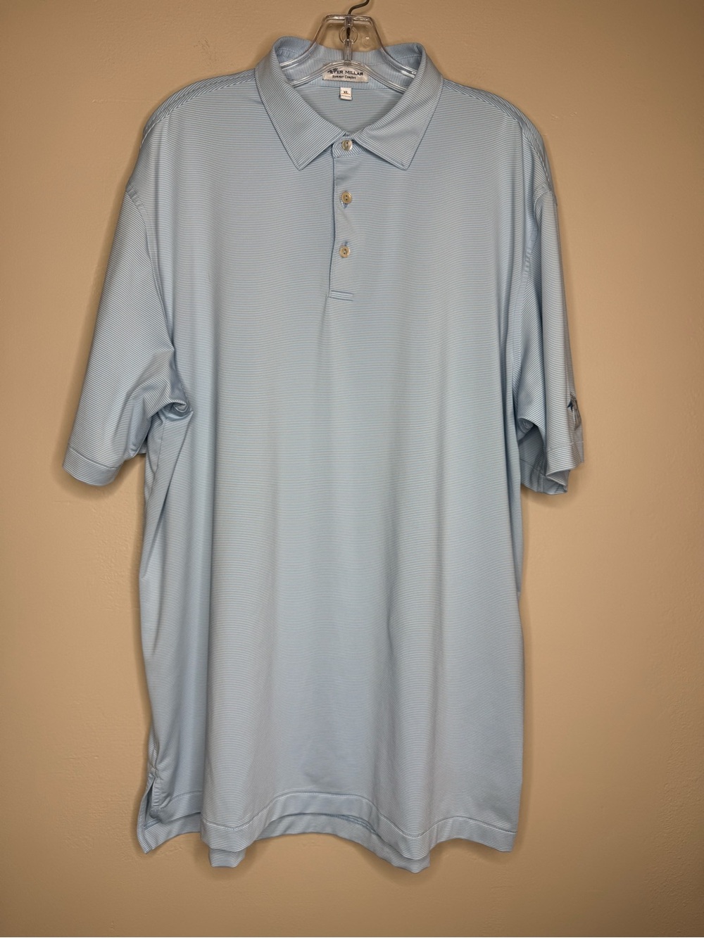 Peter Millar Summer Comfort Performance Golf Polo Shirt Light Blue Size XL